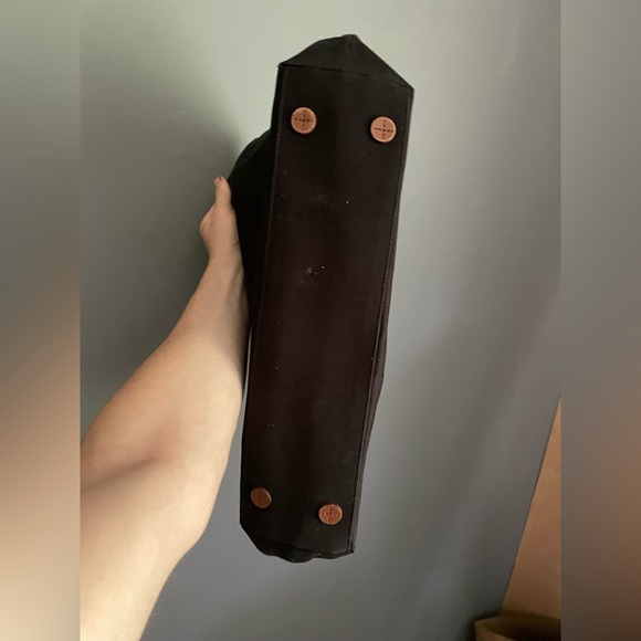 Vintage Fossil Leather Trim Canvas Tote Bag - Picture 3 of 6